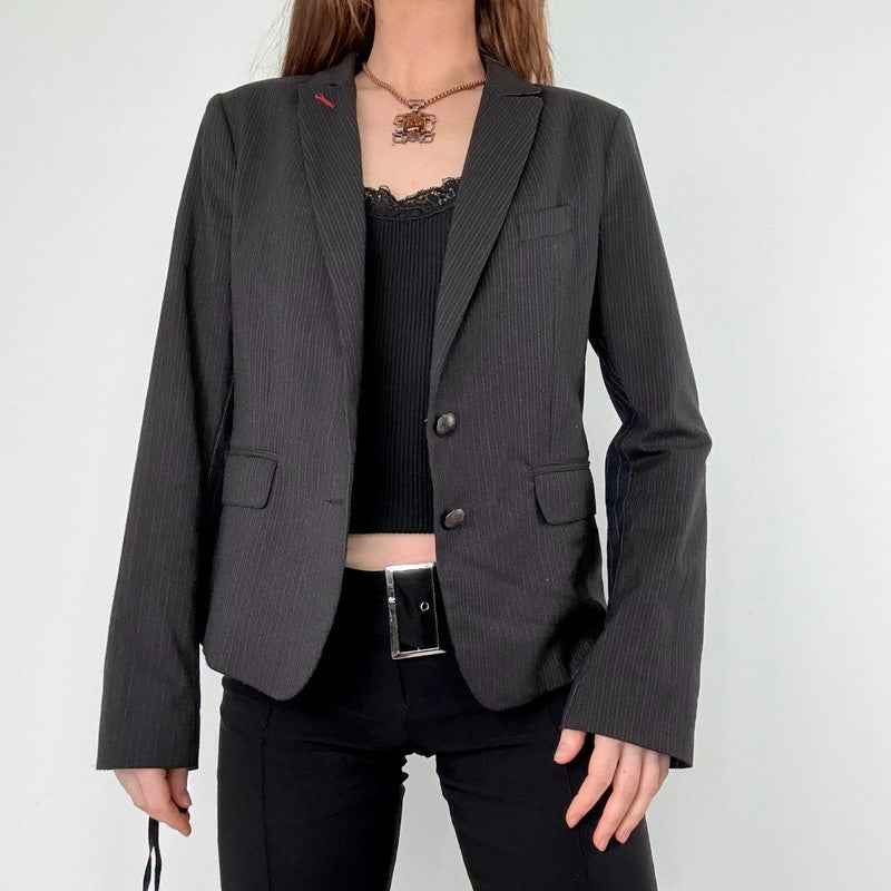 Boxy pinstripe utility blazer