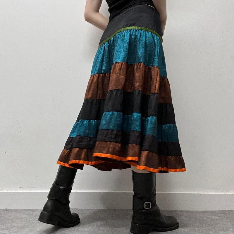 metallic tiered hippie skirt