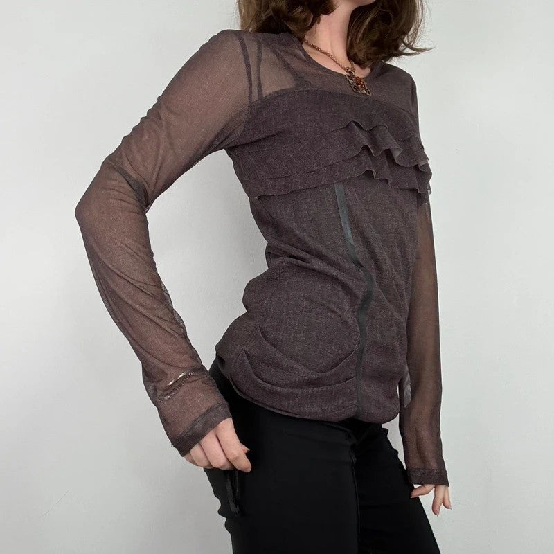 Brown Cop Copine long sleeve layered top