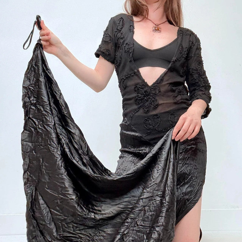gothic asymmetric long black elegant dress