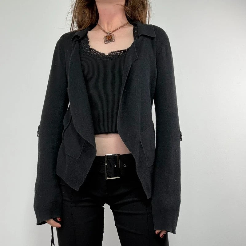 Black cop copine utility cardigan
