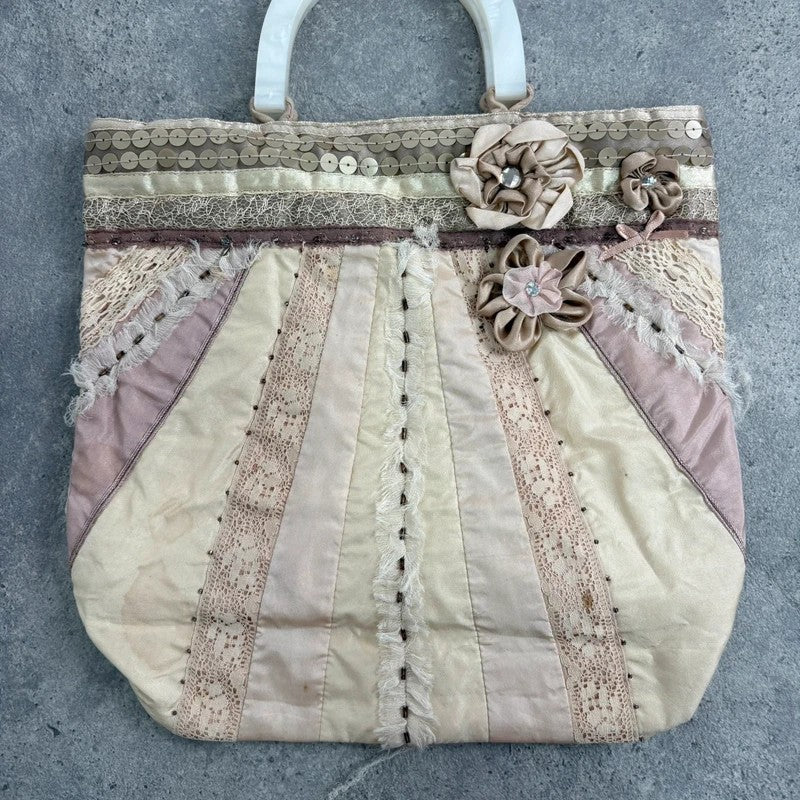 Lace boho pastel pink embroidered mini clutch bag