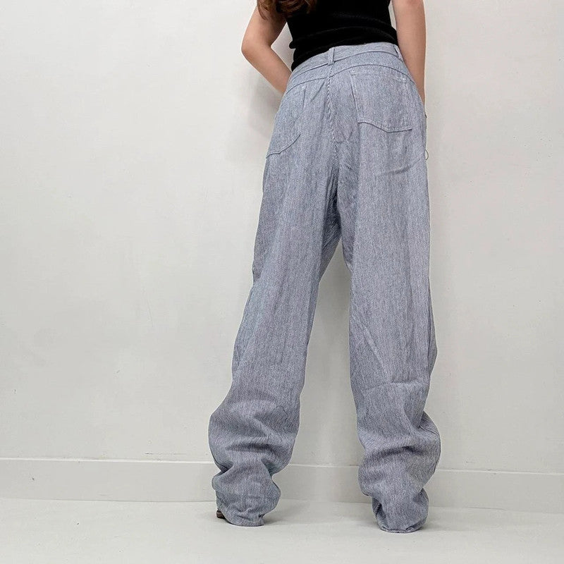 slouchy baggy pinstripe jeans