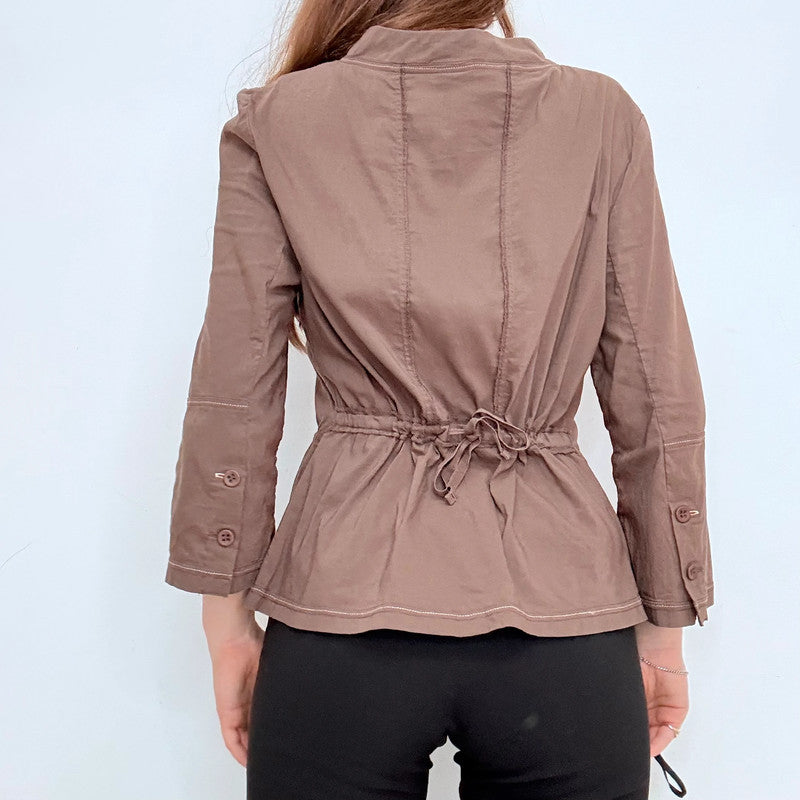 asymmetric brown fitted jacket