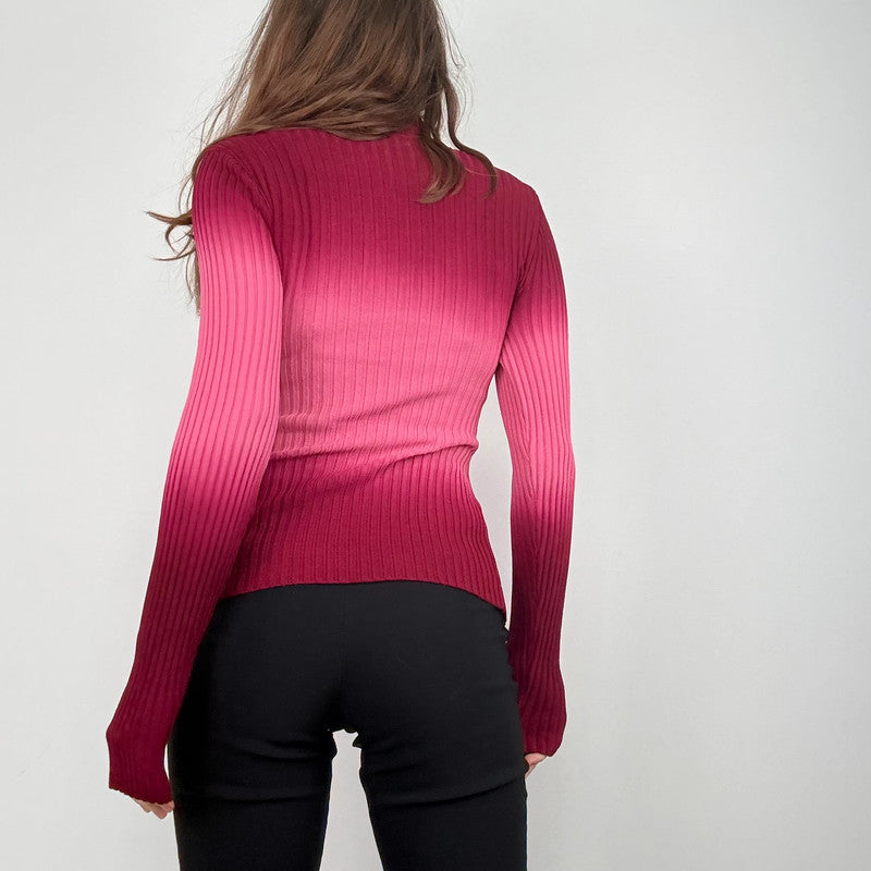 chunky ribbed knit asymmetric ombre jumper