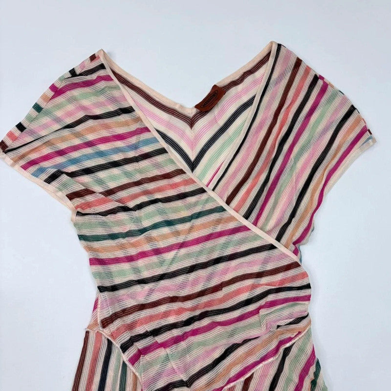 sheer pinstripe Missoni summer asymmetrical dress