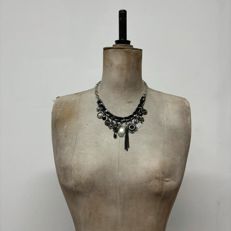 layered chain gothic charm necklace