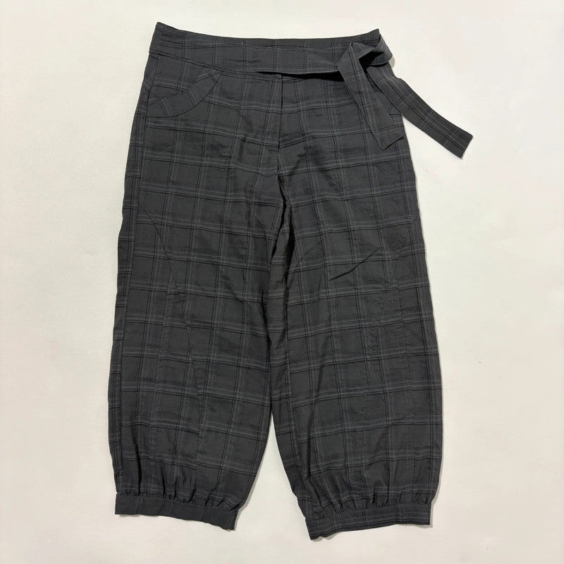 structured checked puff trousers