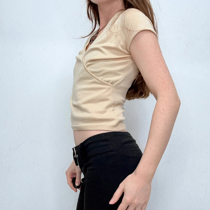 cream cropped cross over jumper