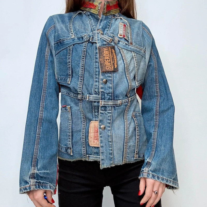 deconstructed flared jean handmade jacket