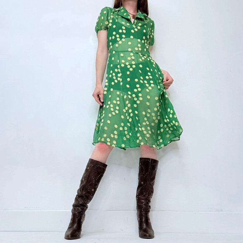 sheer green polkadot sun dress