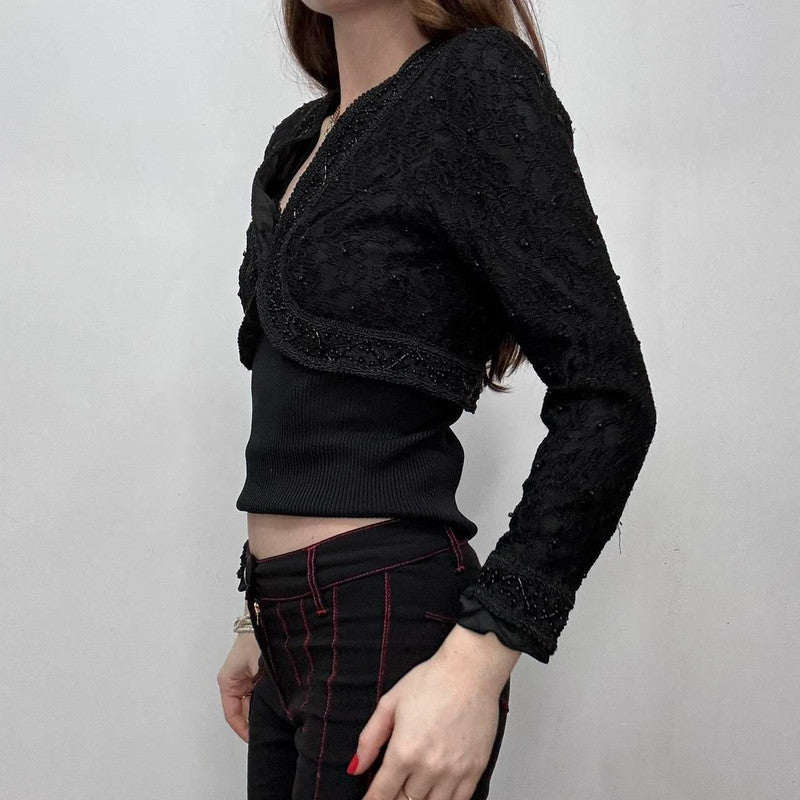 black cropped beaded jacket