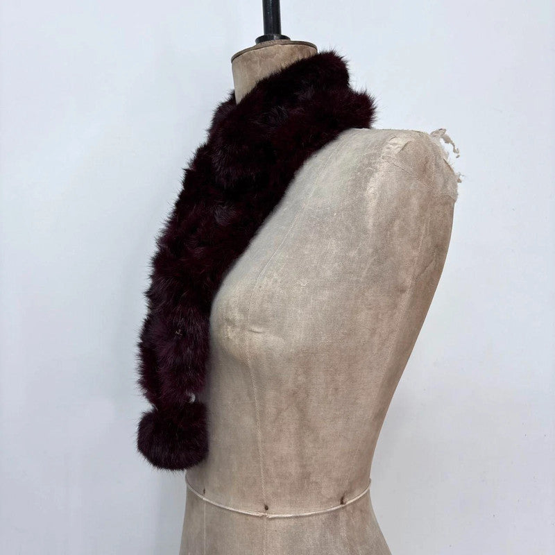burgandy fur wrap scarf