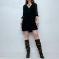 black crinkle mini dress