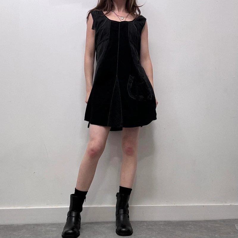 black pinstripe cargo dress