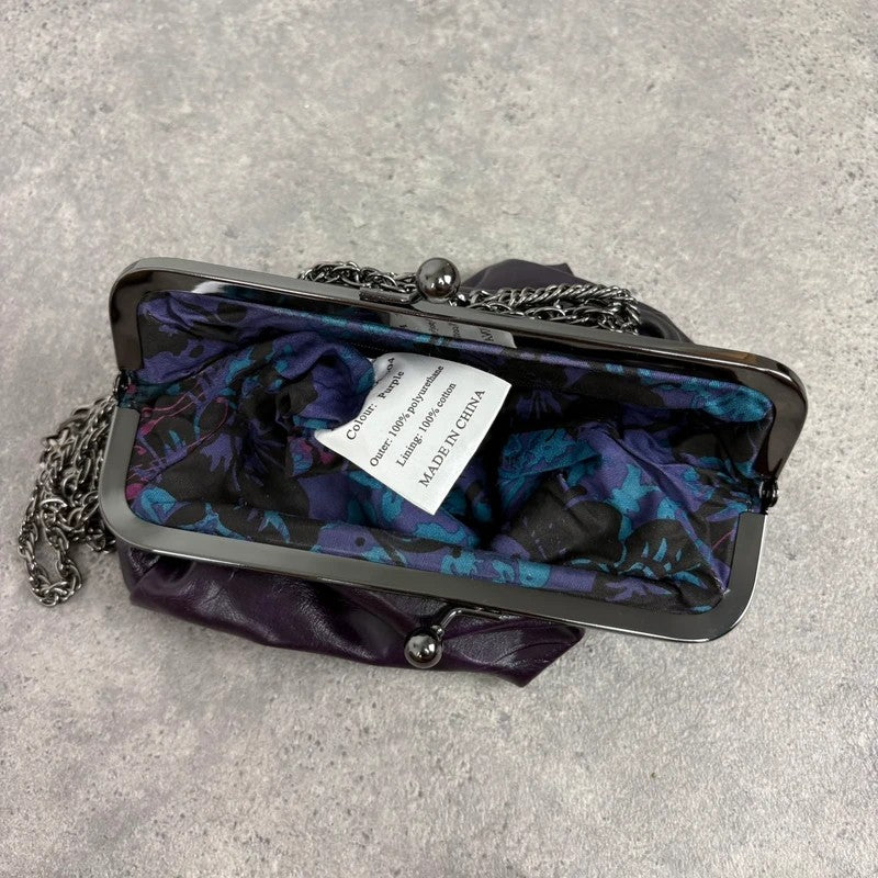 Eyelet studded purple chain 00s chain clutch