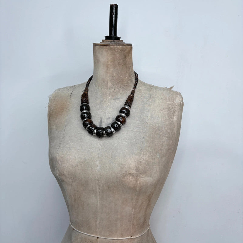oversized chunky carved necklace
