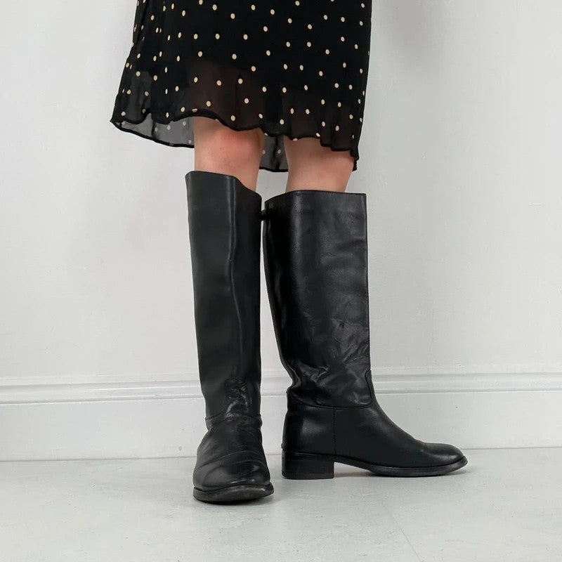 Valentino Black leather riding boots