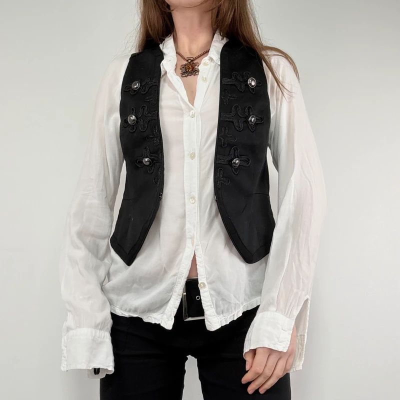 black military cropped napolionic waistcoat