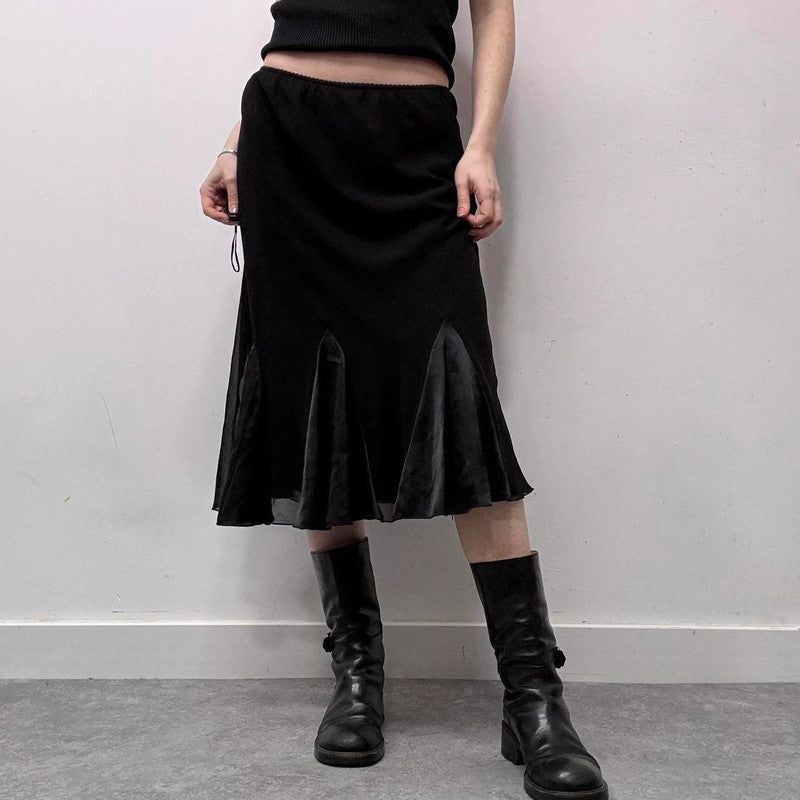 black fairy grunge midi skirt