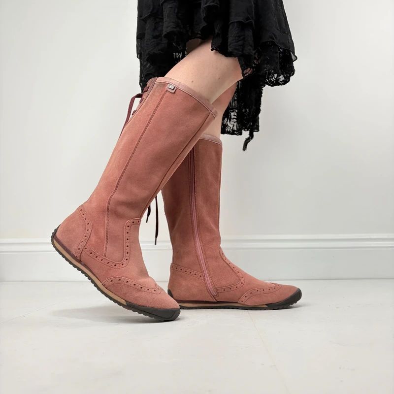 pink suede corset boxing boots