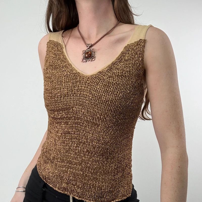 tan knitted slouchy vest top
