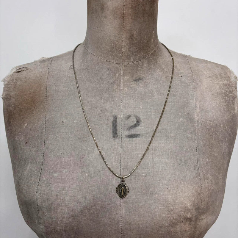 long silver chain religous necklace