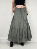Monsoon khaki cotton flared maxi skirt