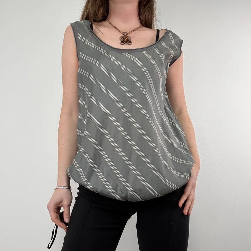 pinstripe silk slouchy grey vest top