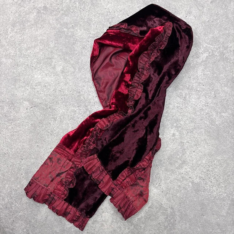 red velvet silk grunge scarf