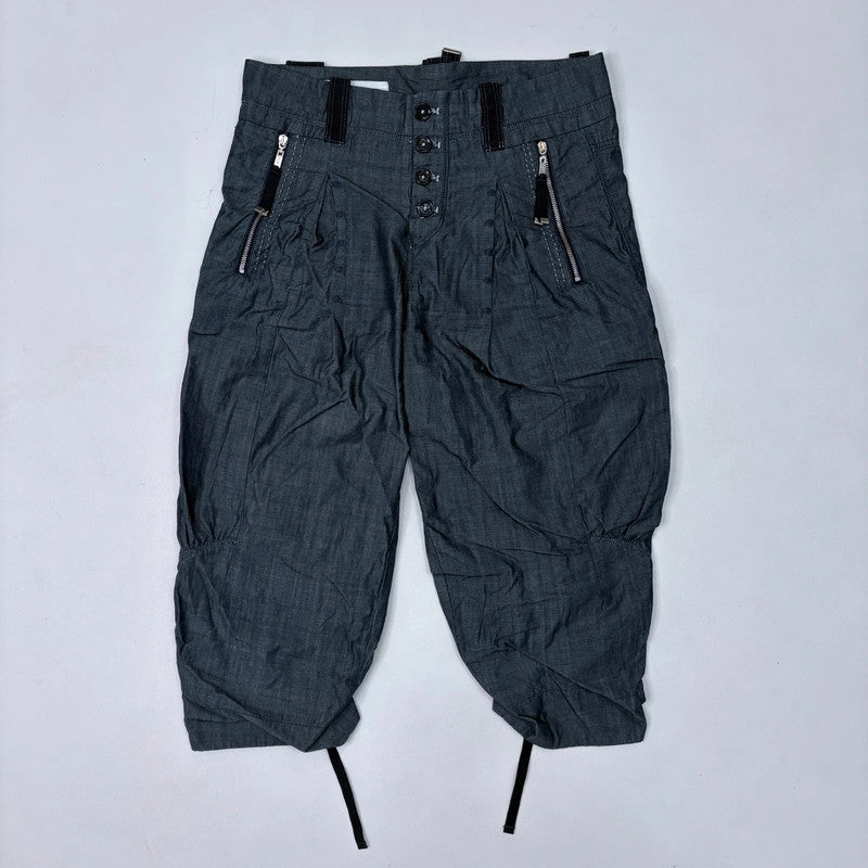 high rise corset style puff trousers