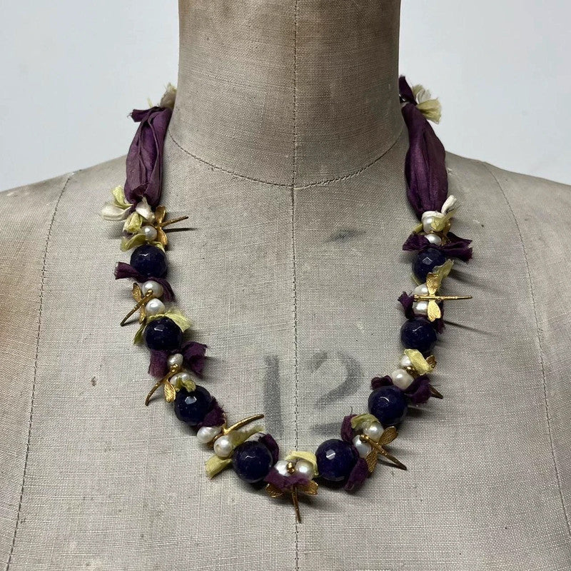Silk beaded fairy necklace