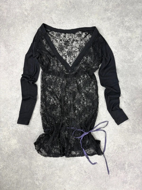Cop Copine black lace sheer mini dress