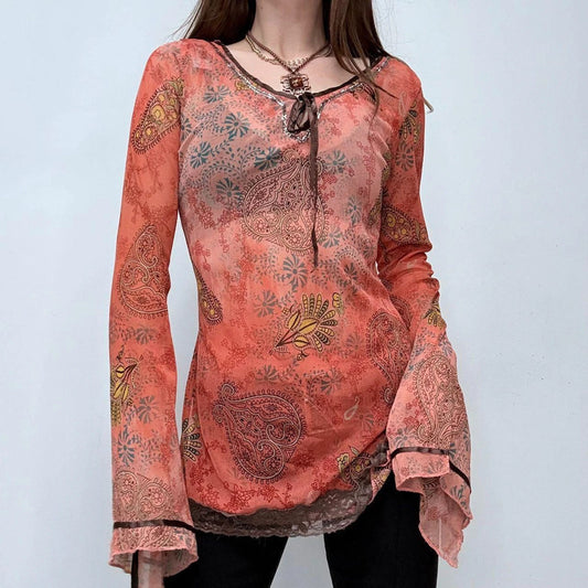 Bell flare paisley hippie fairy shirt