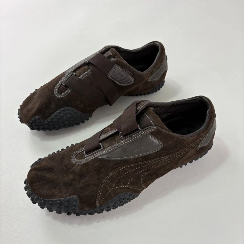 brown suede puma speedcat trainers