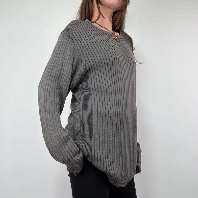 Ribbed Slouchy Distressed Jumper