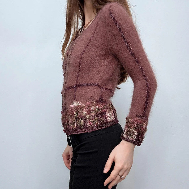 pink embroidered fairycore cardigan