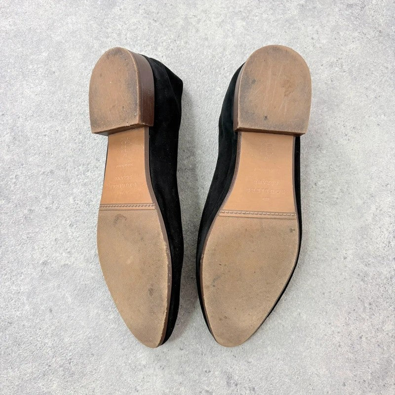 Sezane black leather suede ballet flats