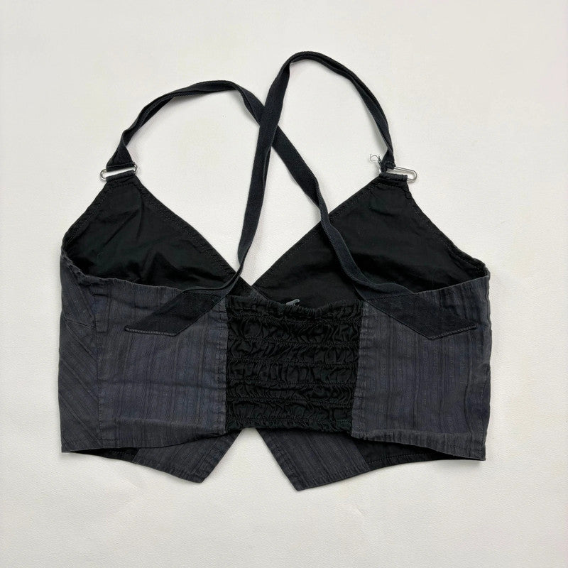 grey pinstripe asymmetric waistcoat