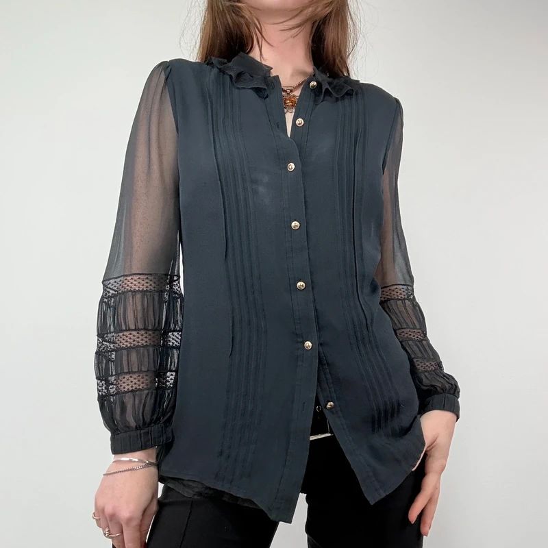 Sheer Lace Silk Gothic Shirt
