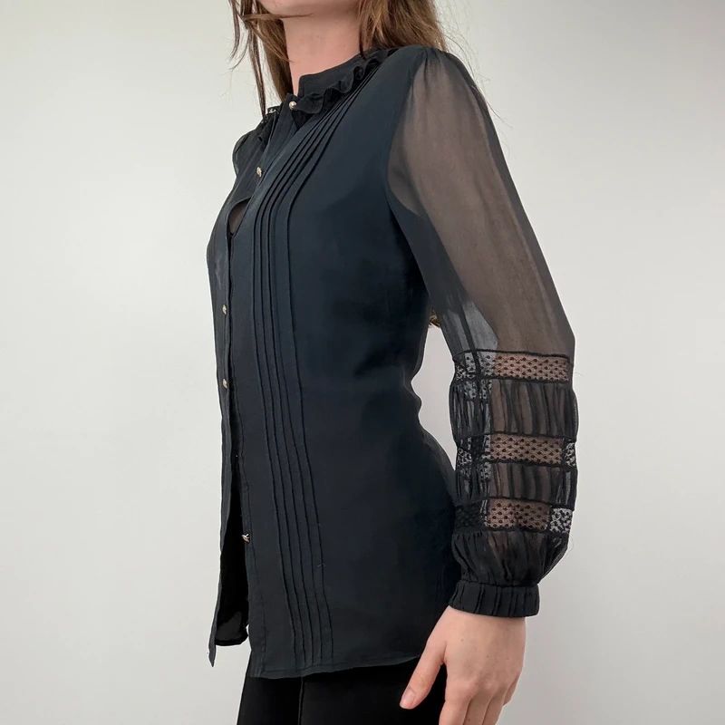 Sheer Lace Silk Gothic Shirt