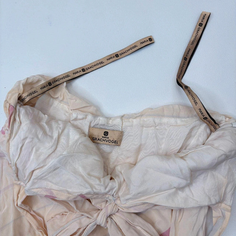 cream silk floaty flared striped