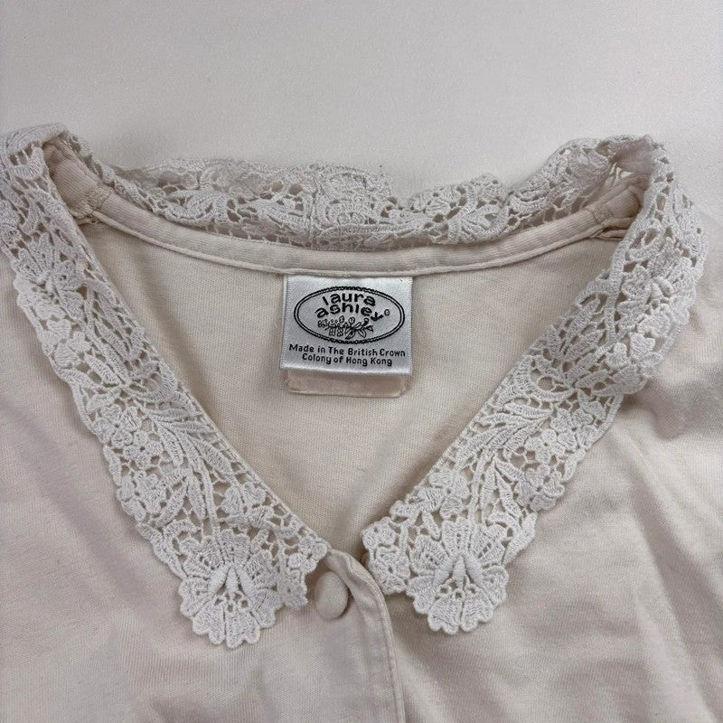 White cotton lace crochet Laura Ashley shirt