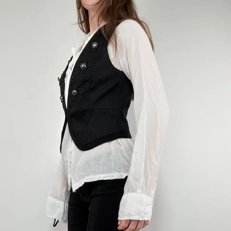 black military cropped napolionic waistcoat