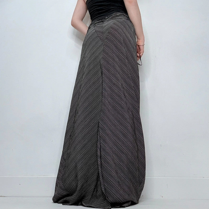 black pinstripe long maxi skirt