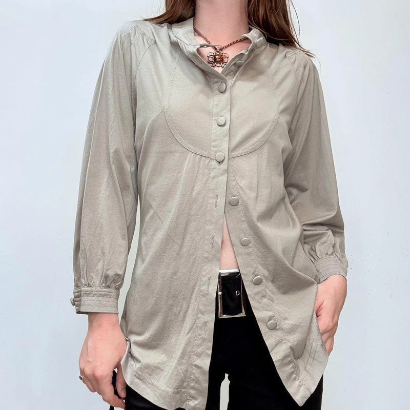 grey preppy button-up shirt blouse