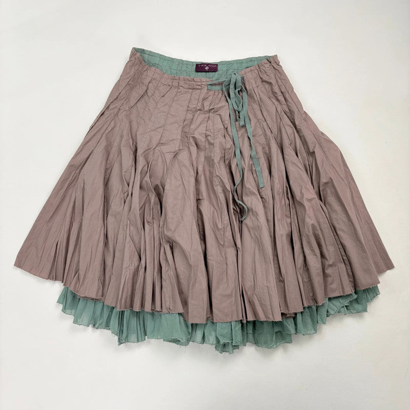 pleated flared cotton midi skirt