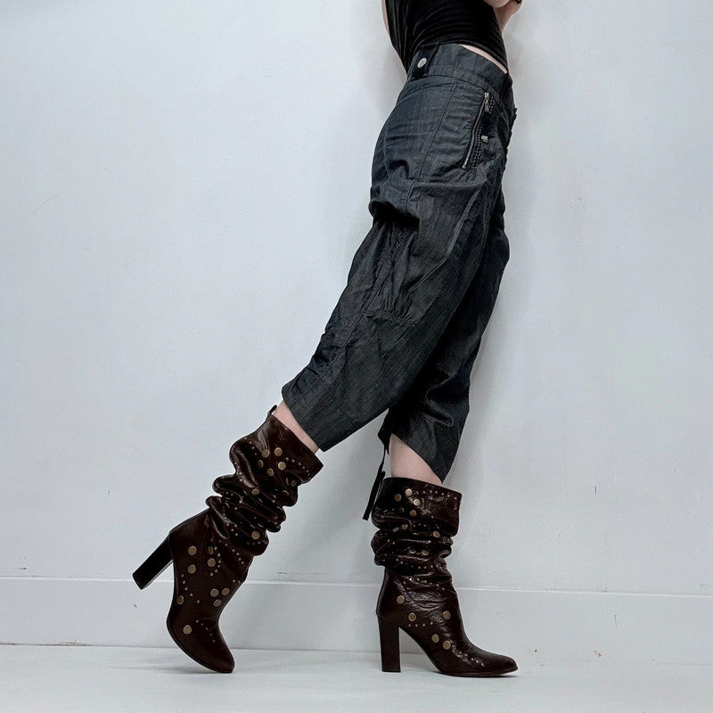 high rise corset style puff trousers