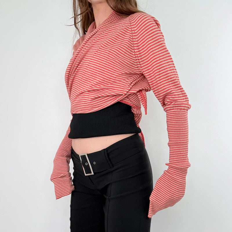 slouchy striped wrap cardigan