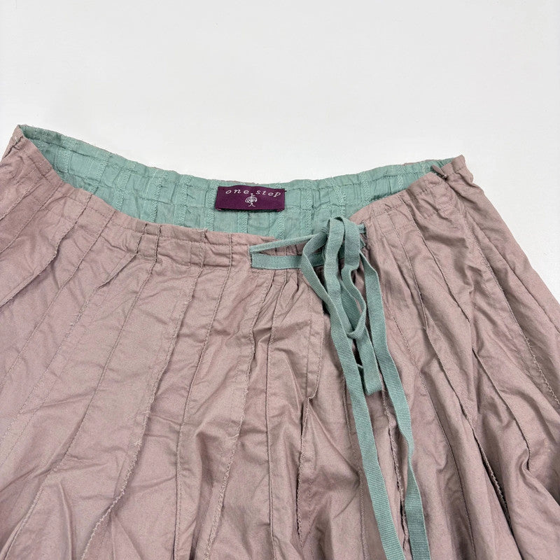 pleated flared cotton midi skirt